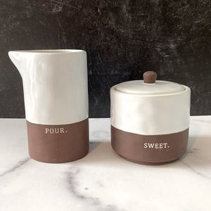 Rae Dunn Boutique Chocolate Creamer POUR Pitcher SWEET Sugar Pot